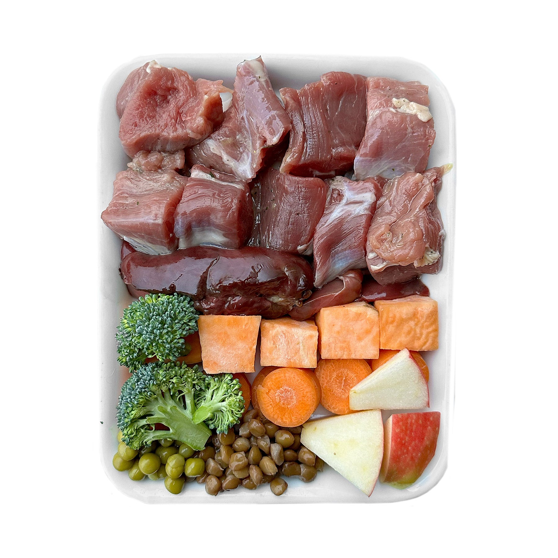 Jagnięcina z słodkimi ziemniakami, jabłkiem i soczewicą (mrożone, 500g)